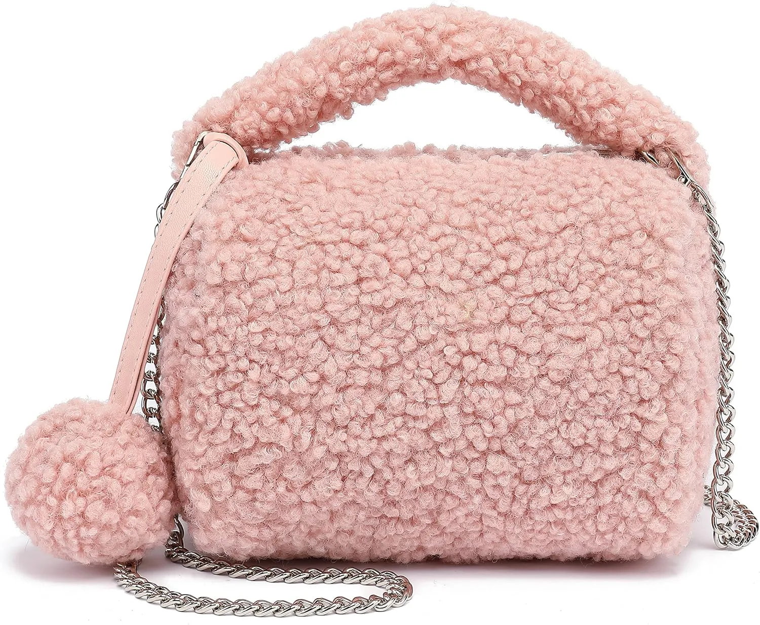 Scarleton Faux Fur Crossbody Bags for Women, Fluffy Top Handle Shoulder Bag, Fuzzy Purses for Women with Chain Strap, H2096