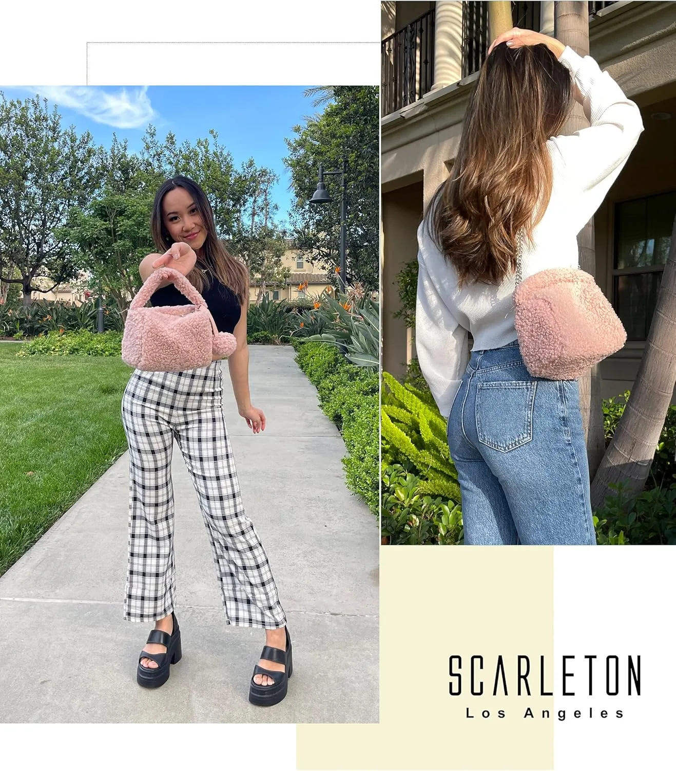Scarleton Faux Fur Crossbody Bags for Women, Fluffy Top Handle Shoulder Bag, Fuzzy Purses for Women with Chain Strap, H2096
