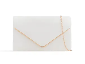 SCULPT  CLUTCH WITH GLEAMING DETAIL IN WHITE FAUX LEATHER