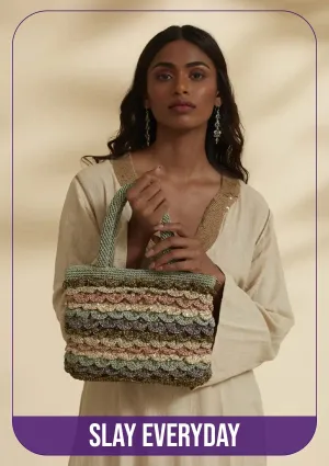 Sequined Crochet Mini Handheld Bag