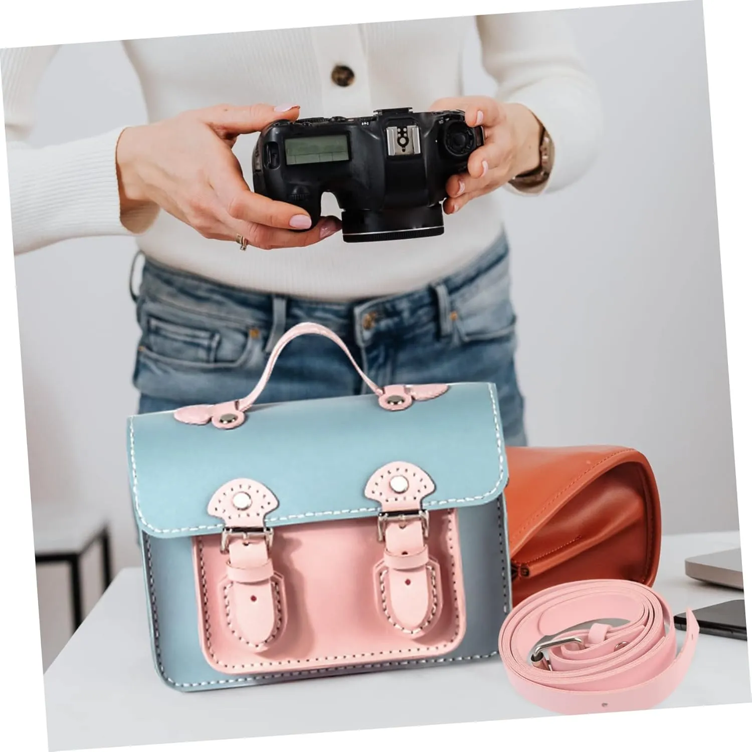 SEWACC 1 Set Hand Woven Bags Kits Reusable Bags Handbag Organizer for Body Medical Bag Cosmetic Bag Accessories Swag Handbag Organiser Drawstring Make Blank Tote Bags Craft Pink