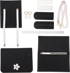 Sewroro DIY Leather Bag Kit Craft PU Chain Bags DIY Small Crossbody Shoulder Bags Accessories Black Shoulder Bag Making Kit for Craft PU Laminated Leathercraft