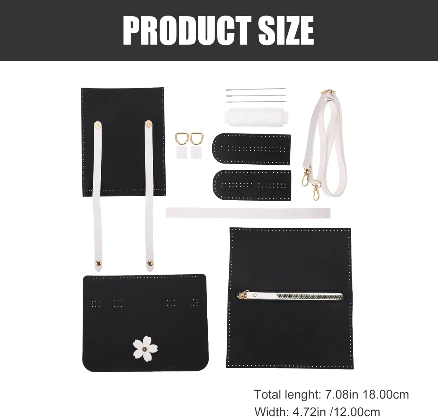 Sewroro DIY Leather Bag Kit Craft PU Chain Bags DIY Small Crossbody Shoulder Bags Accessories Black Shoulder Bag Making Kit for Craft PU Laminated Leathercraft