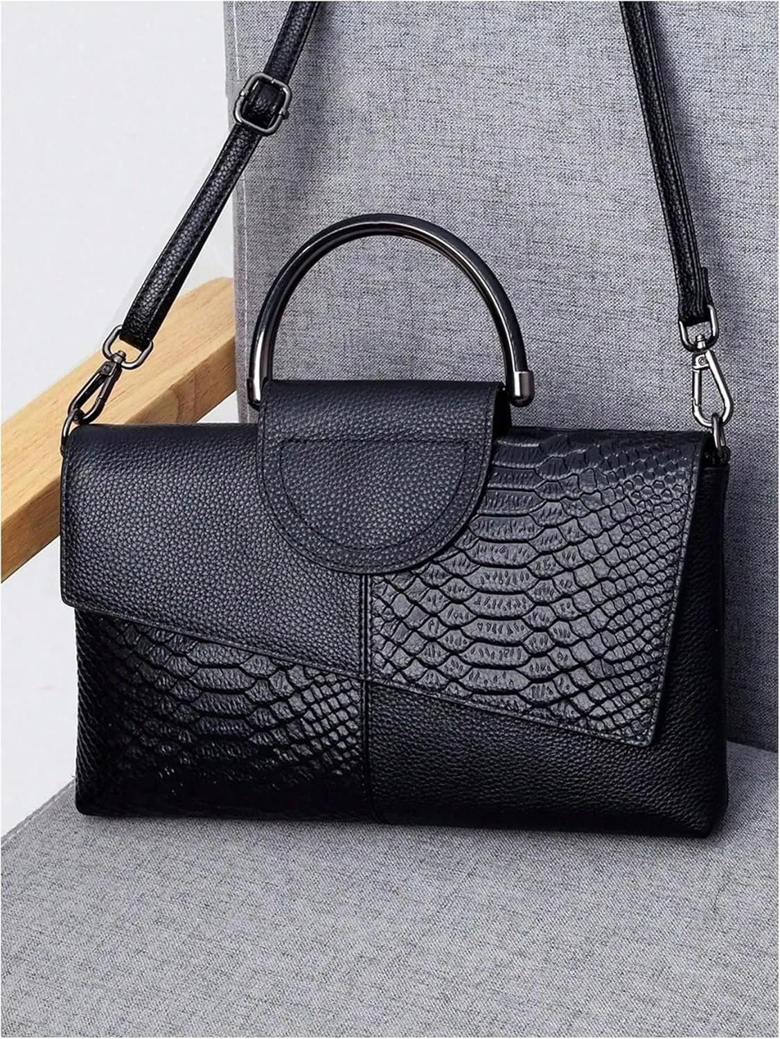 SHENHE Women's Crocodile Embossed Clutch Purse Crossbody Bags Top Handle Leather Handbag