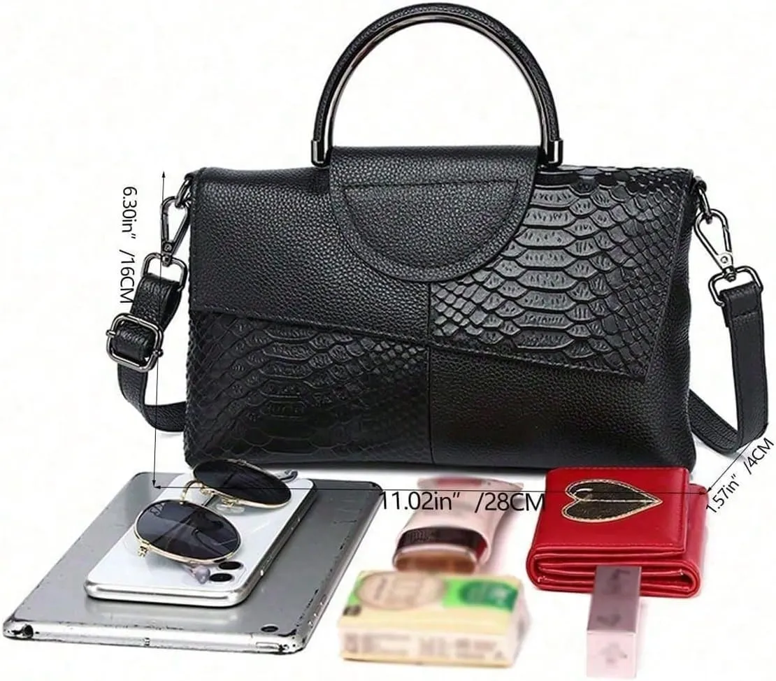 SHENHE Women's Crocodile Embossed Clutch Purse Crossbody Bags Top Handle Leather Handbag