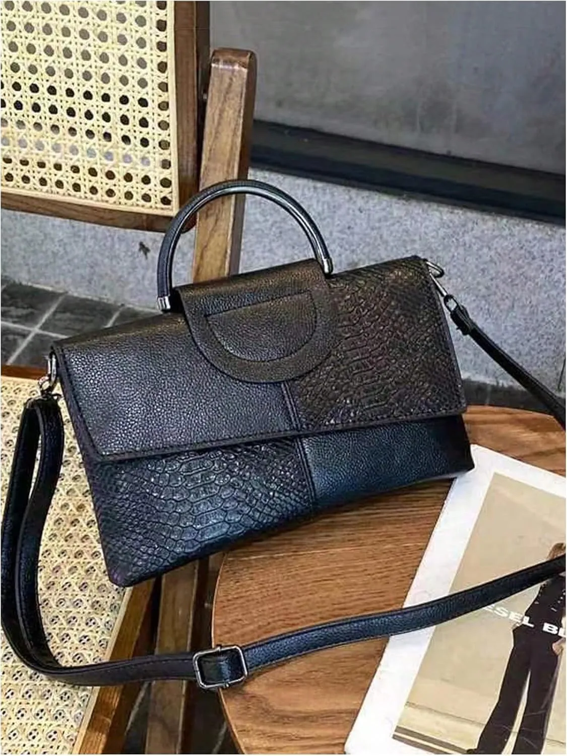 SHENHE Women's Crocodile Embossed Clutch Purse Crossbody Bags Top Handle Leather Handbag
