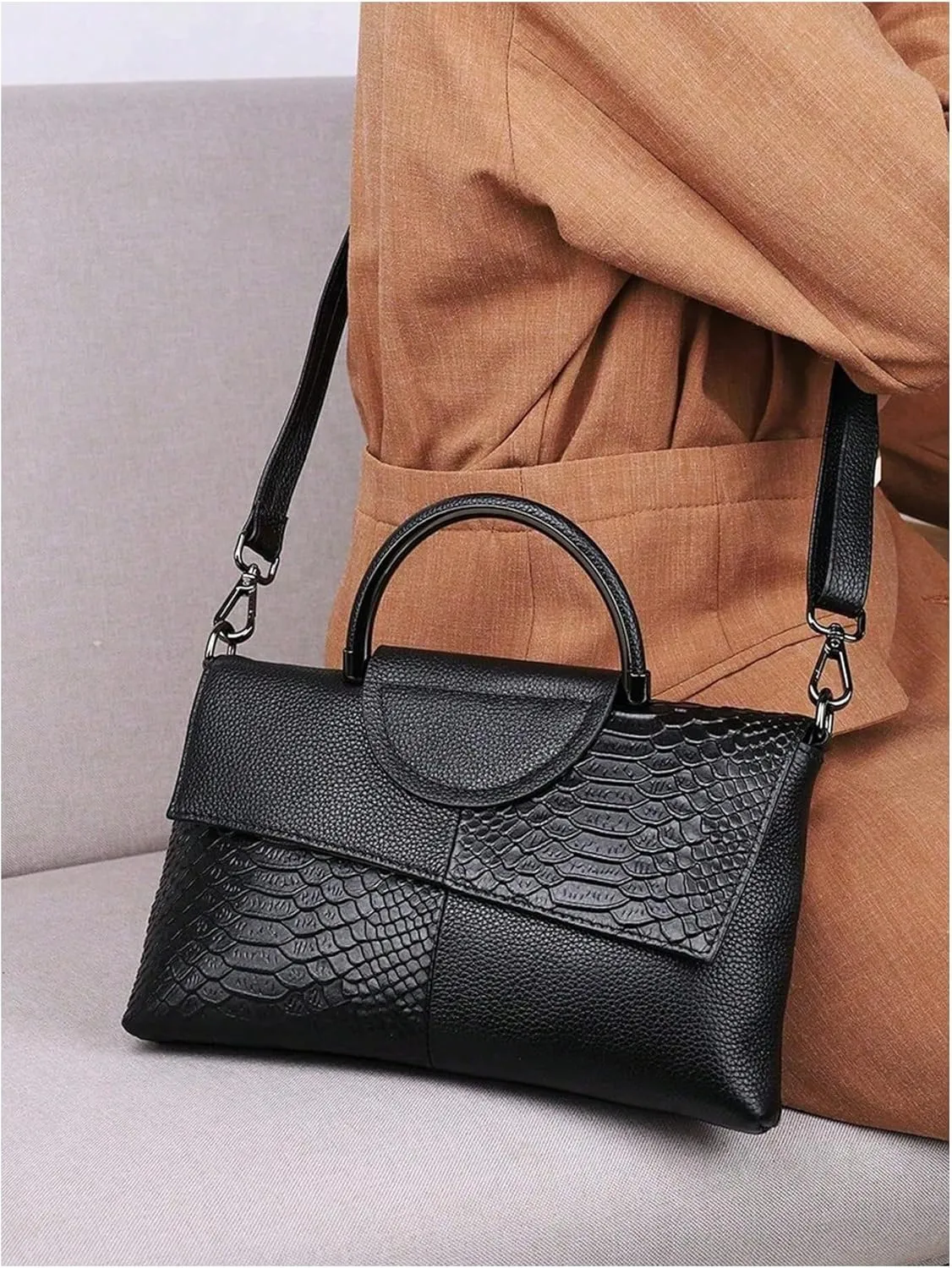 SHENHE Women's Crocodile Embossed Clutch Purse Crossbody Bags Top Handle Leather Handbag