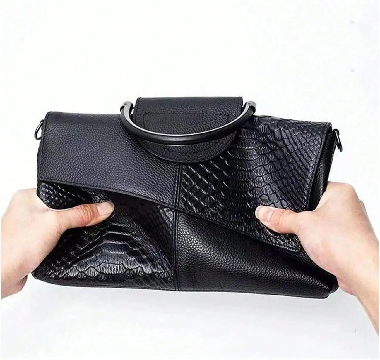 SHENHE Women's Crocodile Embossed Clutch Purse Crossbody Bags Top Handle Leather Handbag