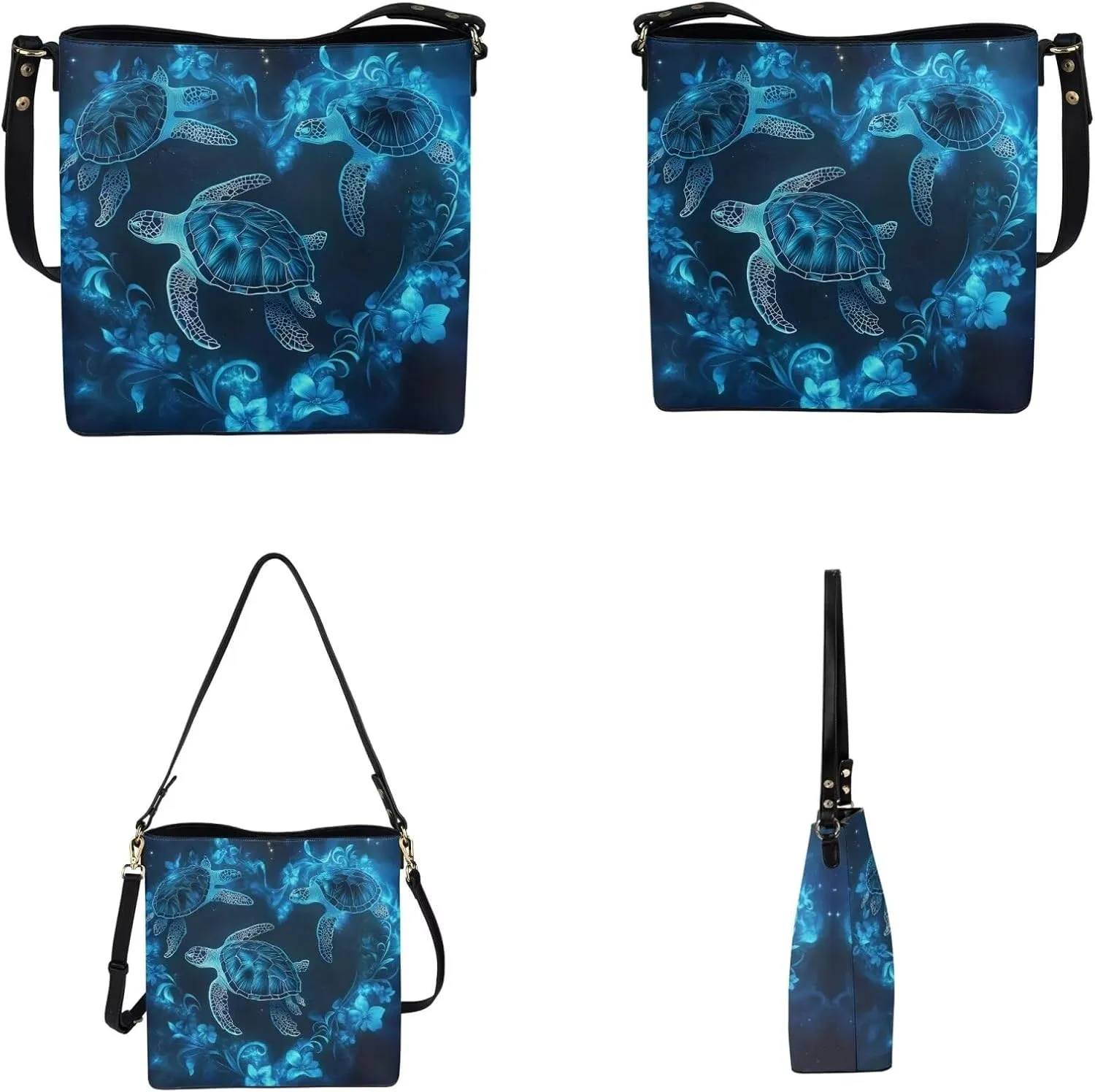 Shoulder Bags Set 2 Piece Bucket Bags Saddle Bags with Adjustable Shoulder Strap Wristlet Purses for Women