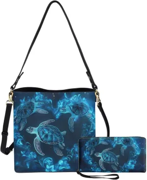 Shoulder Bags Set 2 Piece Bucket Bags Saddle Bags with Adjustable Shoulder Strap Wristlet Purses for Women