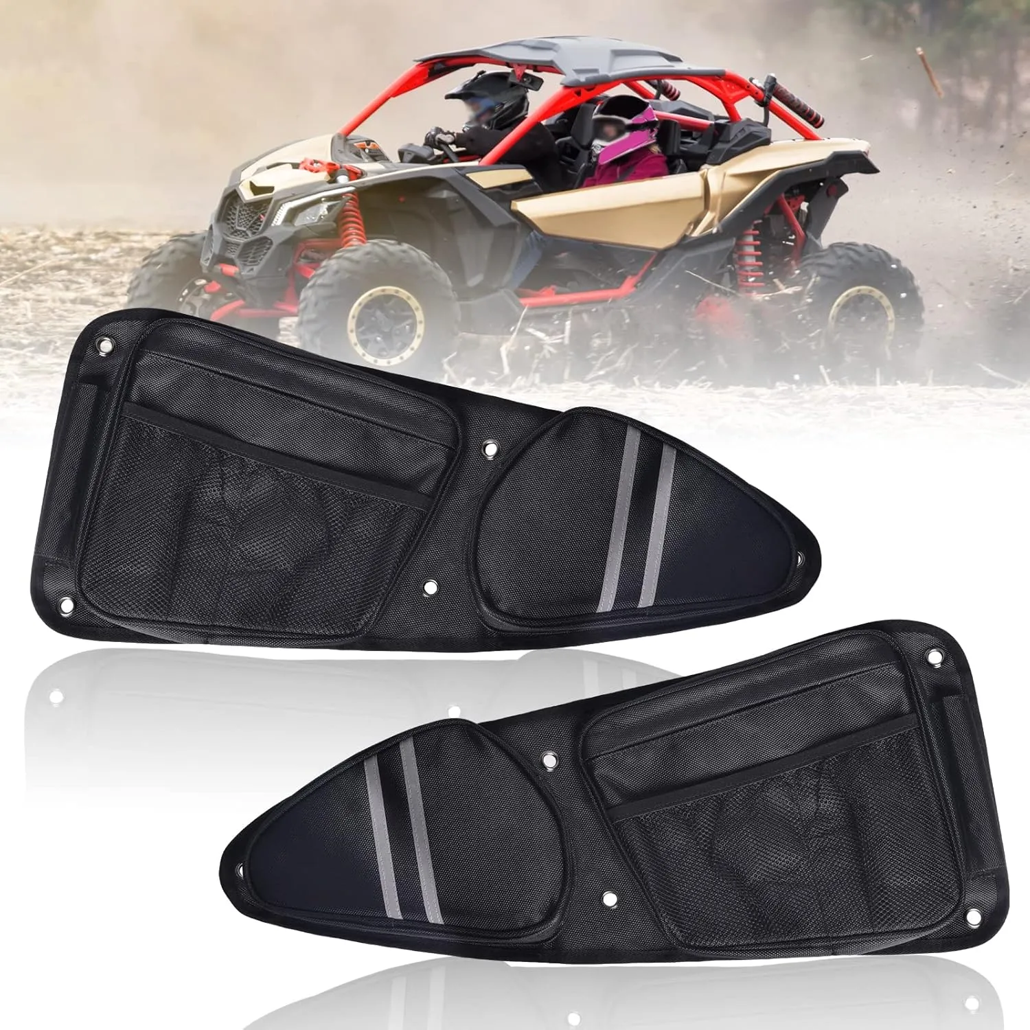 Side Door Bags, Storage Bags with Knee Pad for UTV Front Door Both Side, Compatible with Polaris RZR XP 1000 Turbo S900/1000, Black