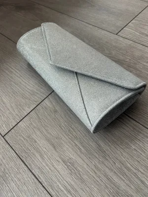 Silver Shimmer Glitter Large Clutch Bag