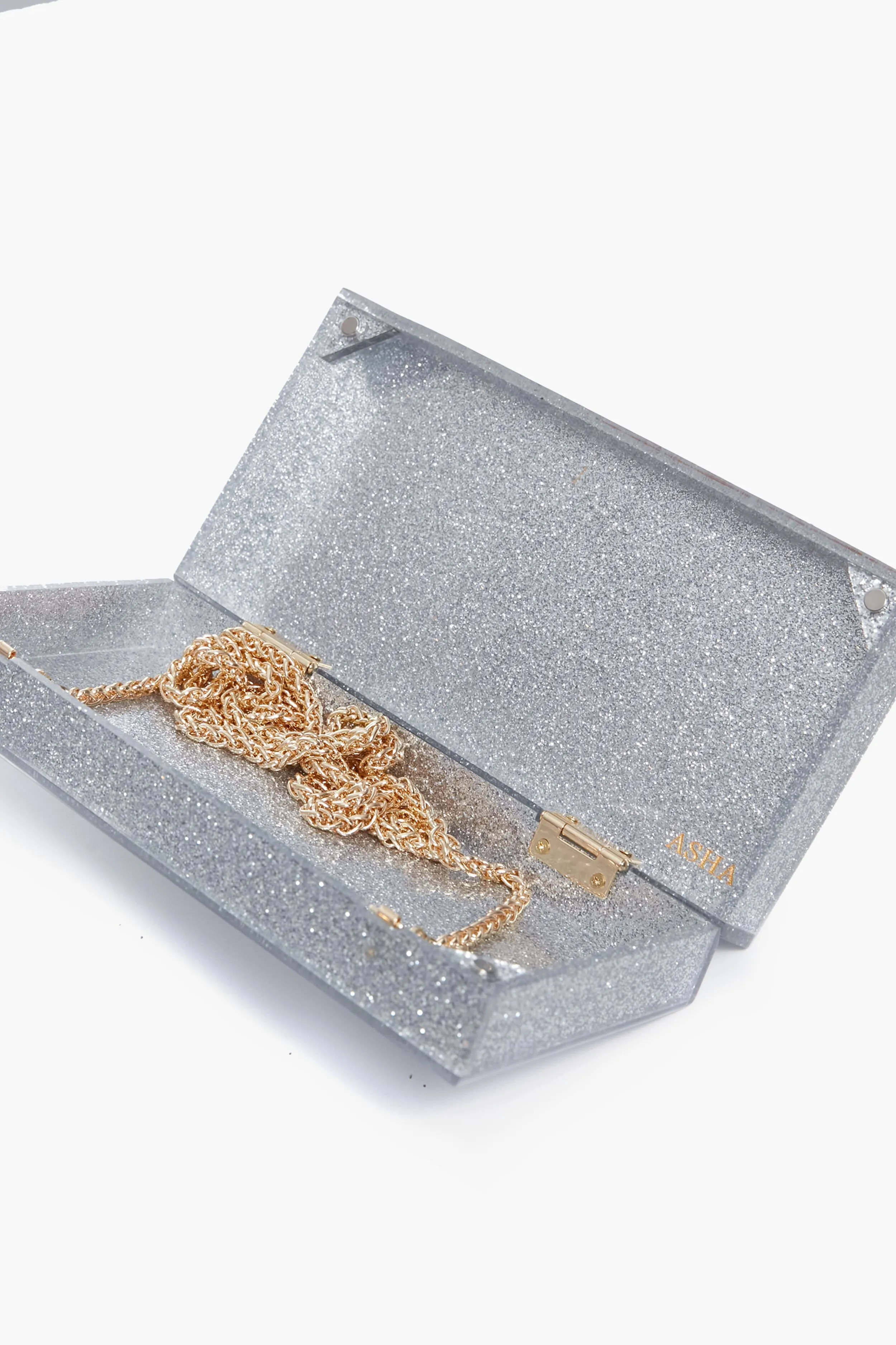 Silver Sparkle Flower Clutch