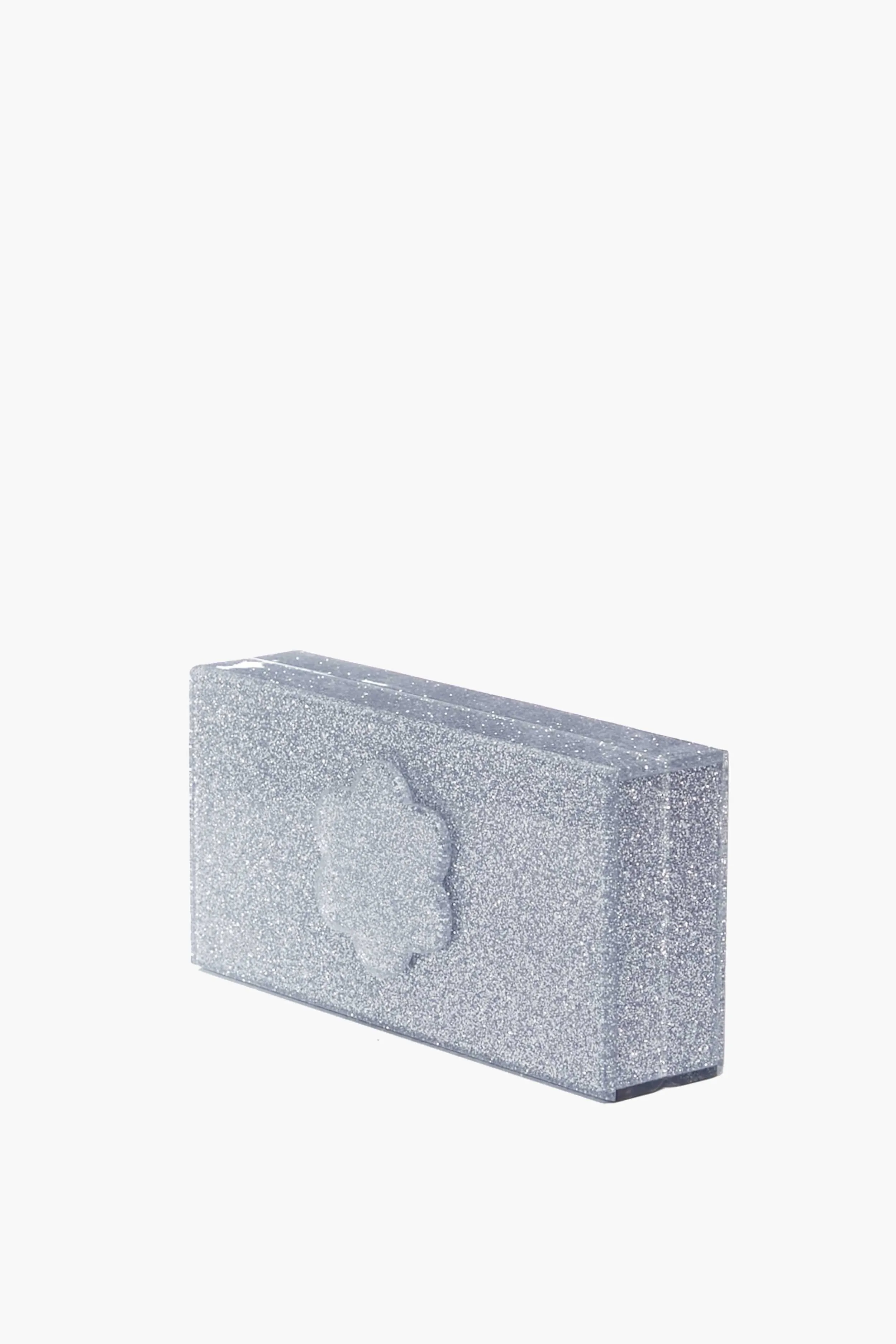 Silver Sparkle Flower Clutch