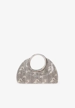 Small Calino Snake-Embossed Leather Top Handle Bag