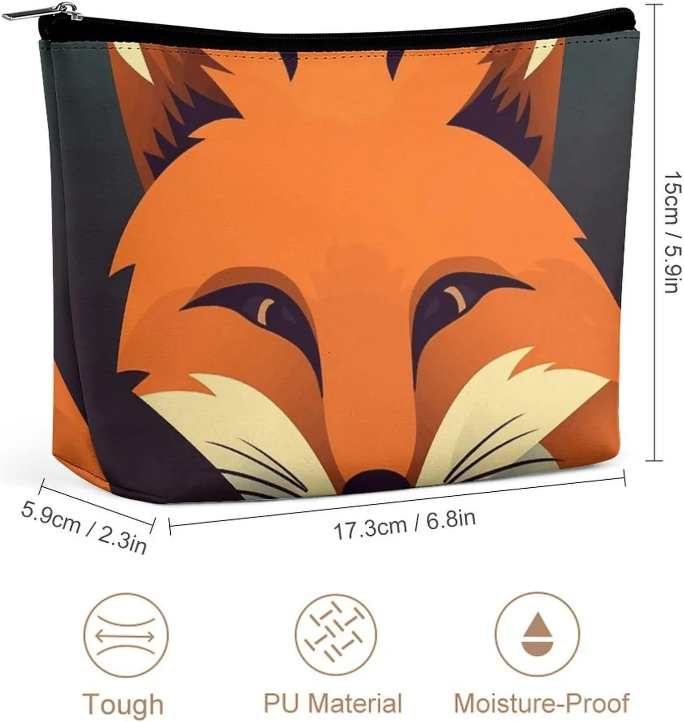 Small Cosmetic Bag Elegant Roomy A Fox Image Makeup Bags Portable Zipper Pouch Lipstick Bag Travel Toiletry Bag for Best Friend Gift