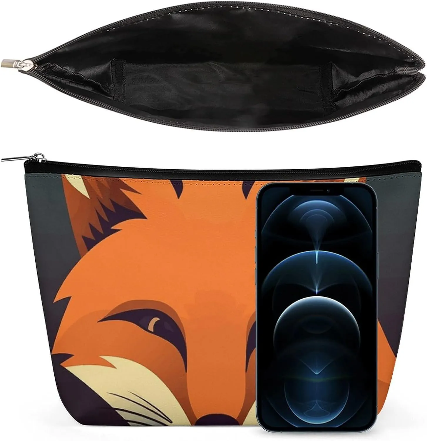 Small Cosmetic Bag Elegant Roomy A Fox Image Makeup Bags Portable Zipper Pouch Lipstick Bag Travel Toiletry Bag for Best Friend Gift
