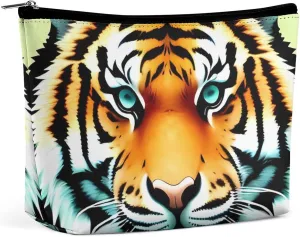 Small Cosmetic Bag Elegant Roomy Little Fat Tiger Head Makeup Bags Portable Zipper Pouch Lipstick Bag Travel Toiletry Bag for Best Friend Gift