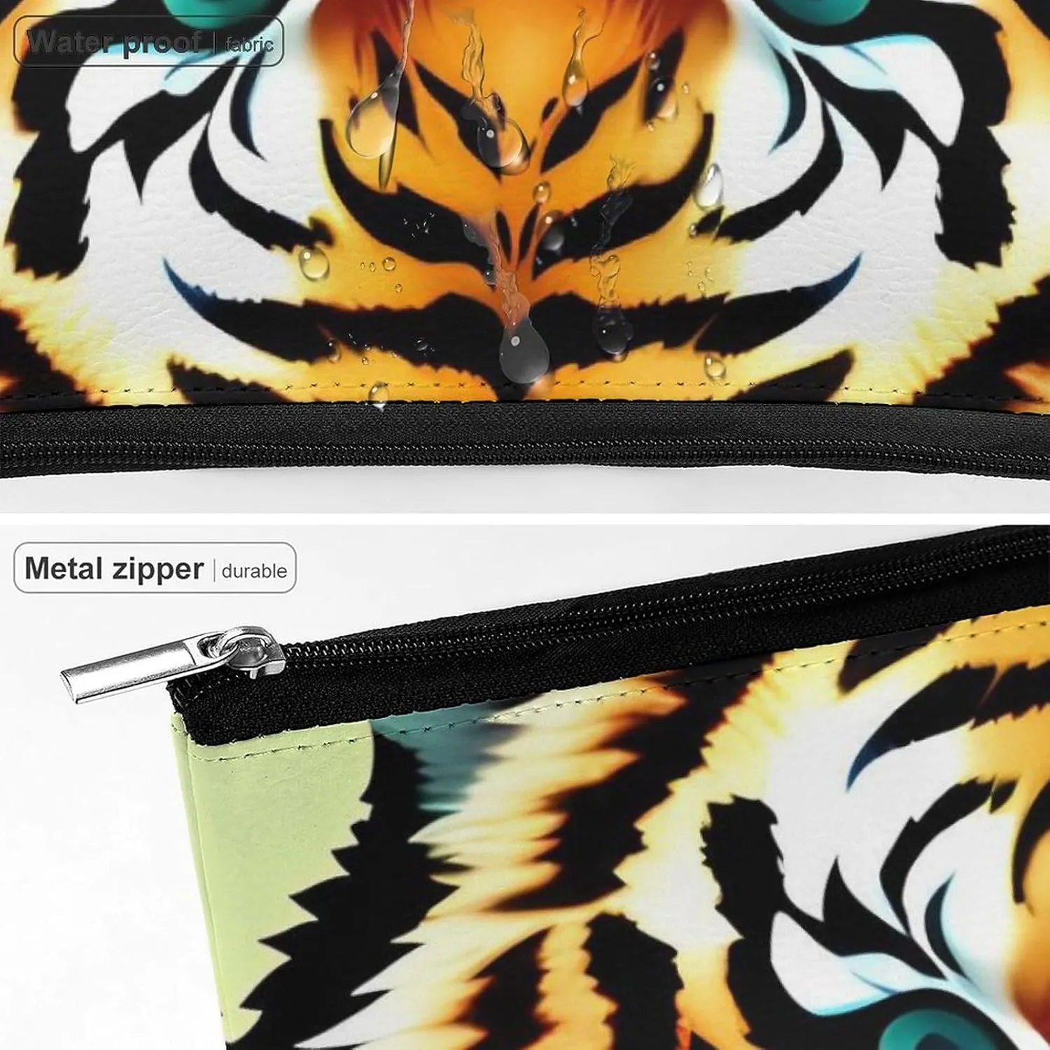 Small Cosmetic Bag Elegant Roomy Little Fat Tiger Head Makeup Bags Portable Zipper Pouch Lipstick Bag Travel Toiletry Bag for Best Friend Gift