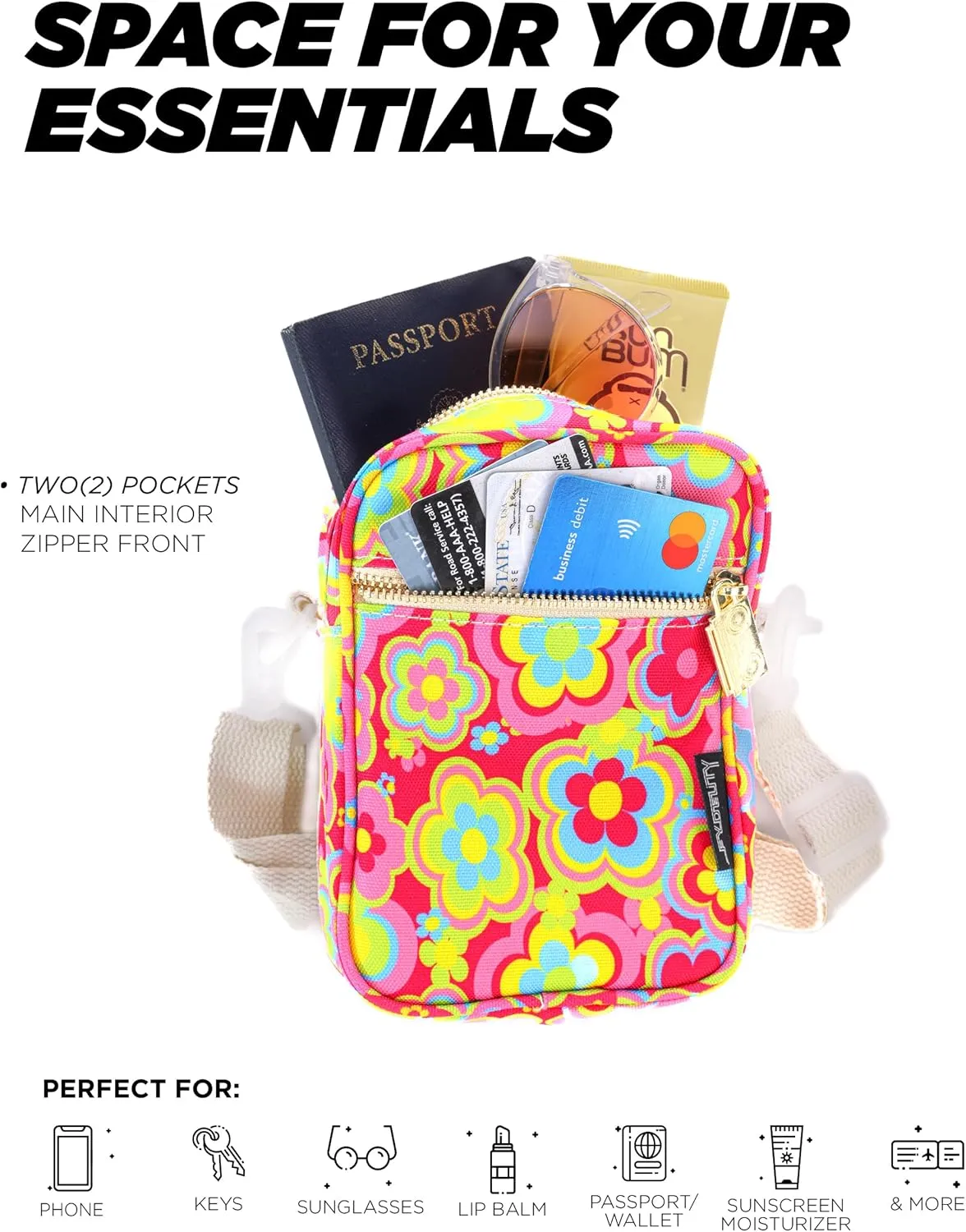 Small Crossbody Bags for Women & Men – 80s/90s Small Bum Bag – Stylish Travel & Festival Belt Bag – Ideal Fanny Pack for Daily Fashion – Perfect for Travel & Everyday Wear (88626)