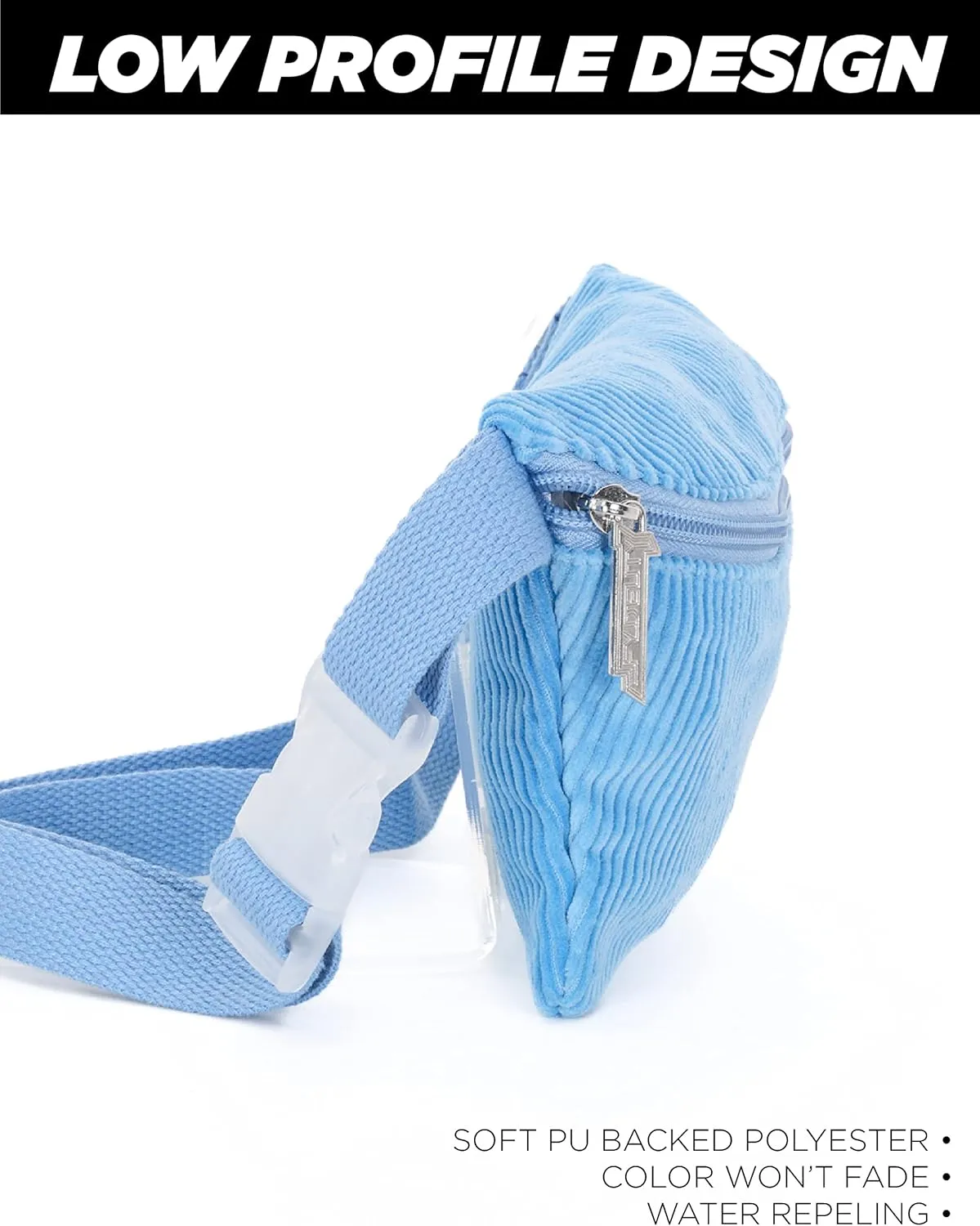 Small Crossbody Bags for Women & Men – 80s/90s Small Bum Bag – Stylish Travel Belt Bag – Ideal Fanny Pack for Daily Fashion – Perfect for Travel & Everyday Wear | Corduroy Light Blue