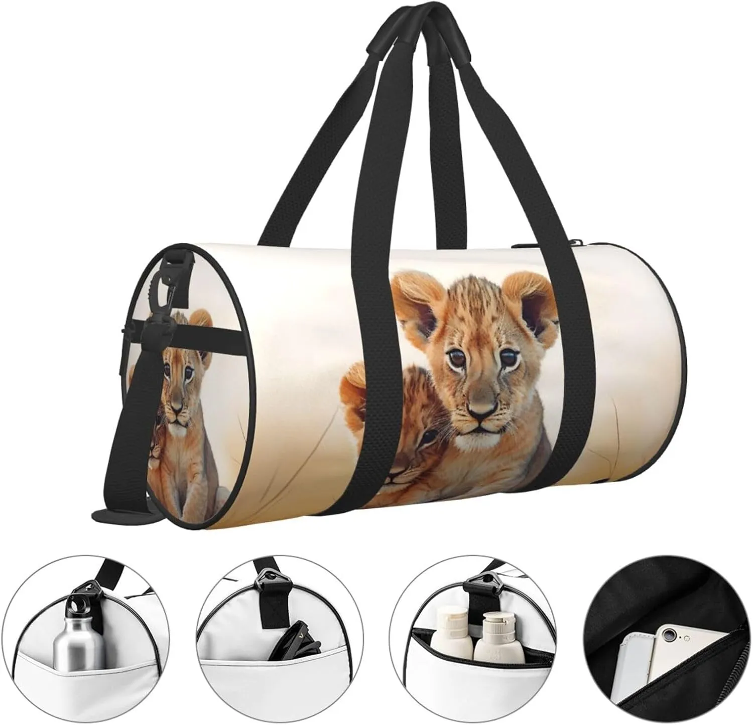 Small lion Travel Duffle Bag for Men Women Sport Gym Bag Foldable Weekender Bag Carry on Overnight Bag for Travel Swimming Basketball