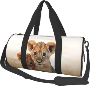 Small lion Travel Duffle Bag for Men Women Sport Gym Bag Foldable Weekender Bag Carry on Overnight Bag for Travel Swimming Basketball