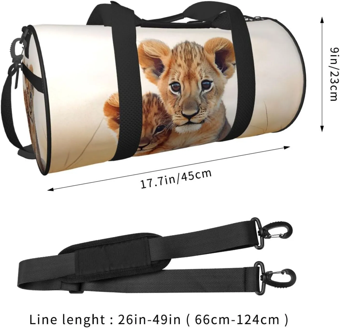 Small lion Travel Duffle Bag for Men Women Sport Gym Bag Foldable Weekender Bag Carry on Overnight Bag for Travel Swimming Basketball