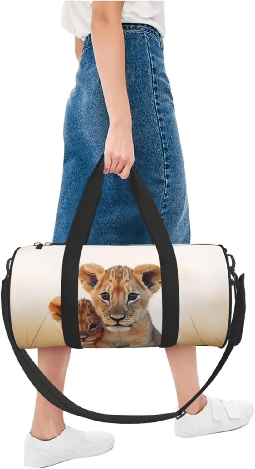 Small lion Travel Duffle Bag for Men Women Sport Gym Bag Foldable Weekender Bag Carry on Overnight Bag for Travel Swimming Basketball