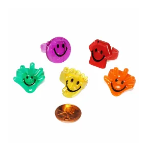 Smile Face Glitter Rings (96 total glitter rings in 2 bags) 9¢ each
