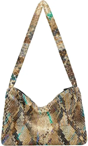 Snake Skin Gray Shoulder Tote Bags for Women Furry Crossbody bag with Zipper Hobo Handbag Purses for Teen Girls University