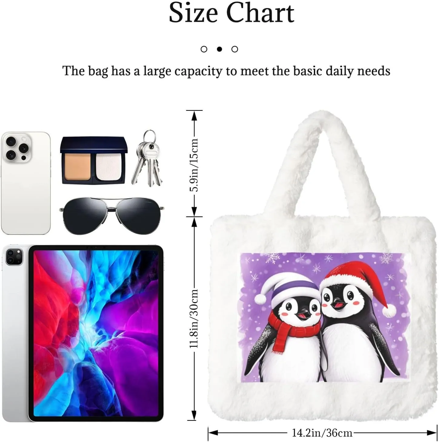 Soft Faux Fur Shoulder Tote Bag for Women Plush Handbag Purse Furry Top Handle Bag
