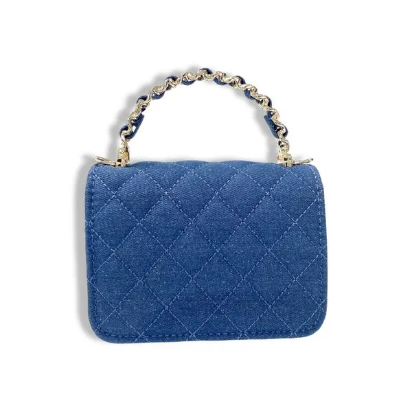 Sparkly Denim Quilted Purse | Dark Blue