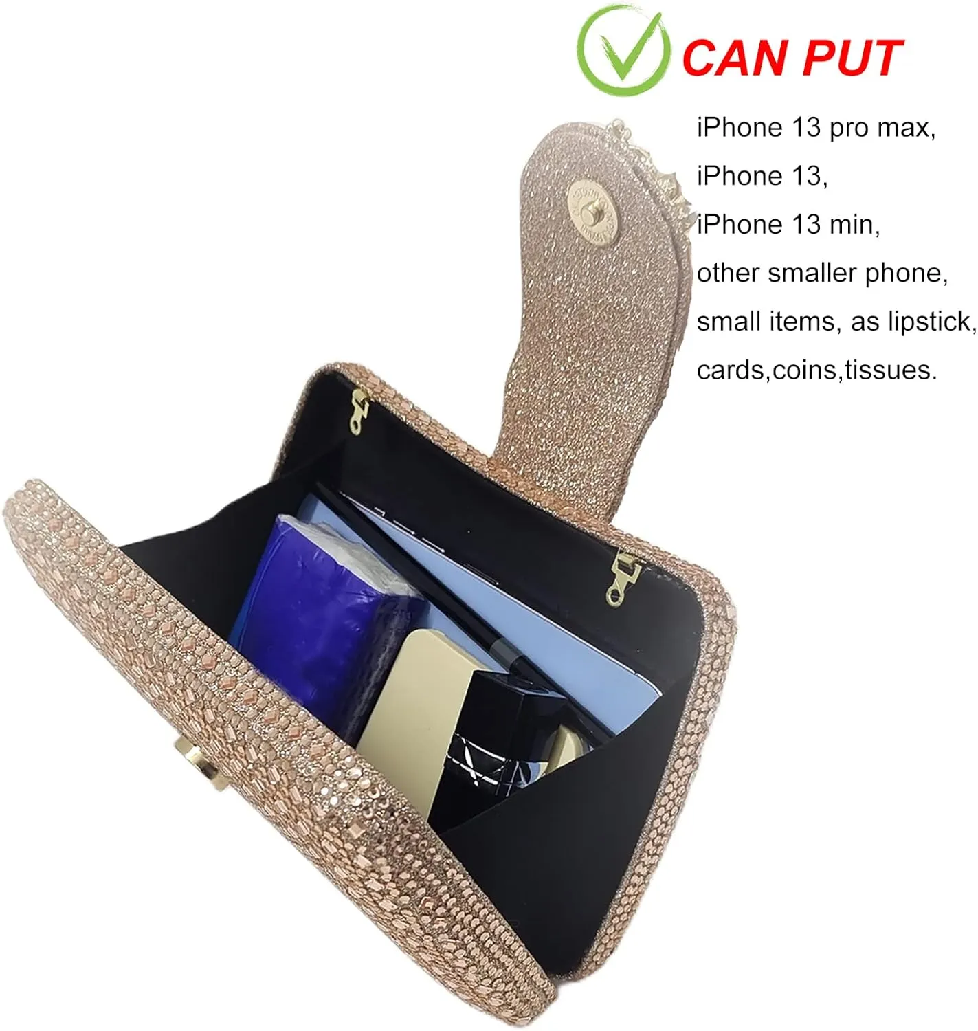 Sparkly Rhinestone Unique Evening Bag Women Floral Clutch Handbag Shoulder Bags