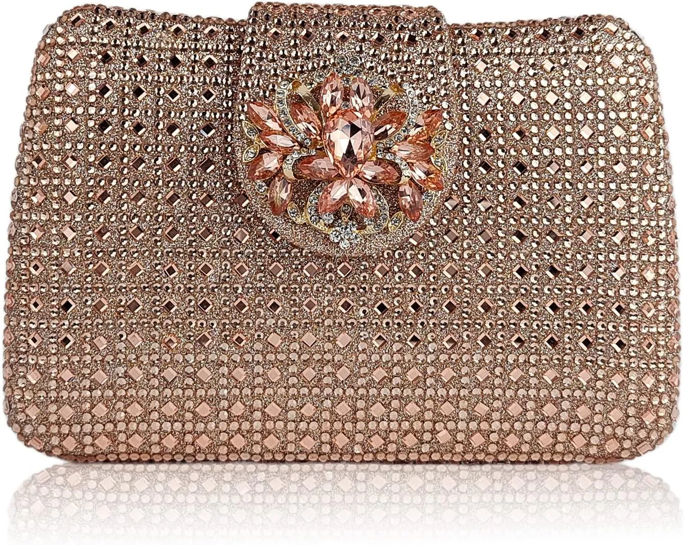 Sparkly Rhinestone Unique Evening Bag Women Floral Clutch Handbag Shoulder Bags