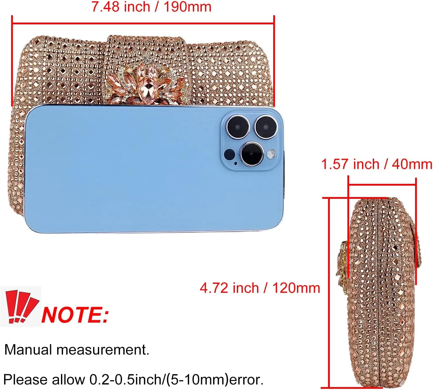 Sparkly Rhinestone Unique Evening Bag Women Floral Clutch Handbag Shoulder Bags