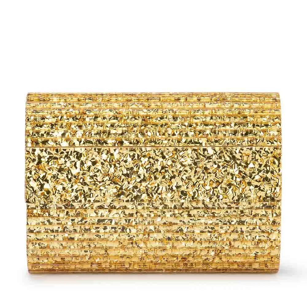 Stacer Acrylic Foldover Clutch - Gold