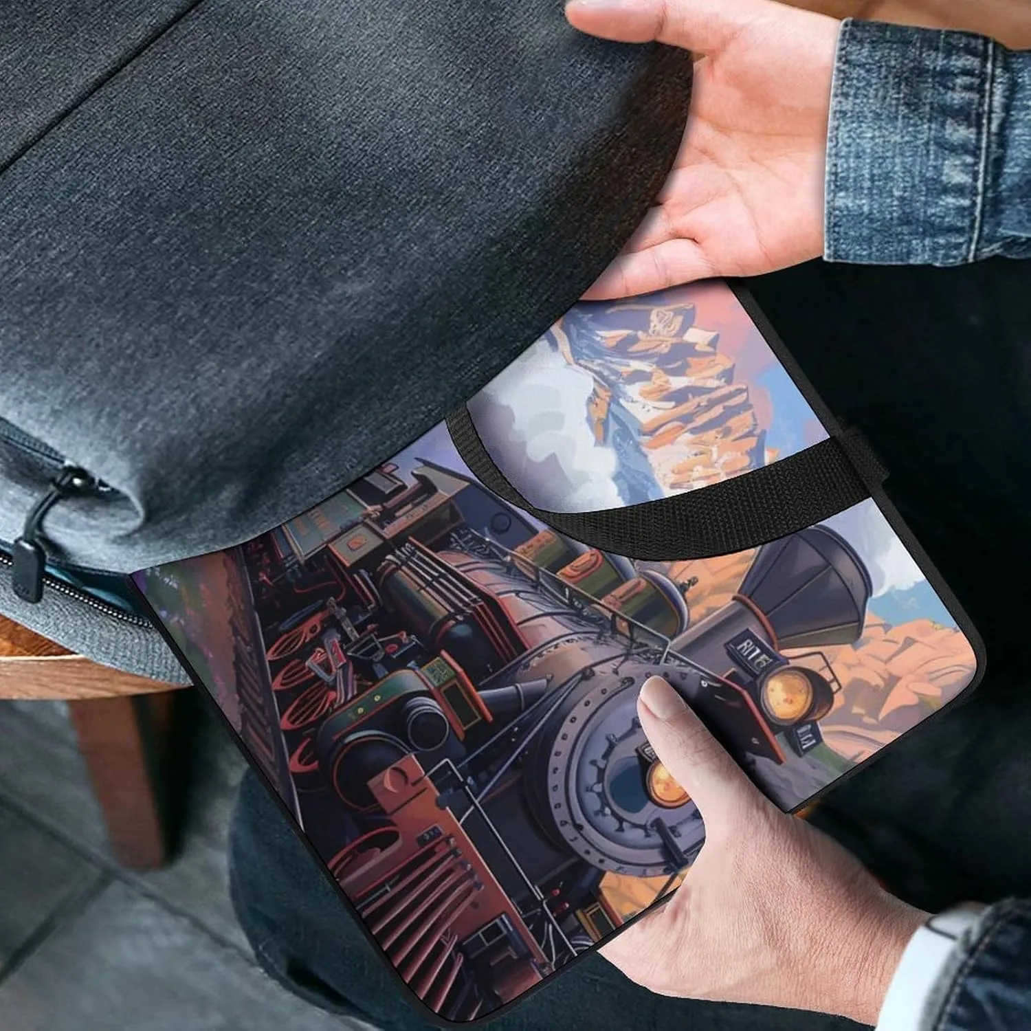 Steam Engine Train Laptop Sleeve Portable Waterproof Computer Bag Pouch Handbag Protective Sleeve