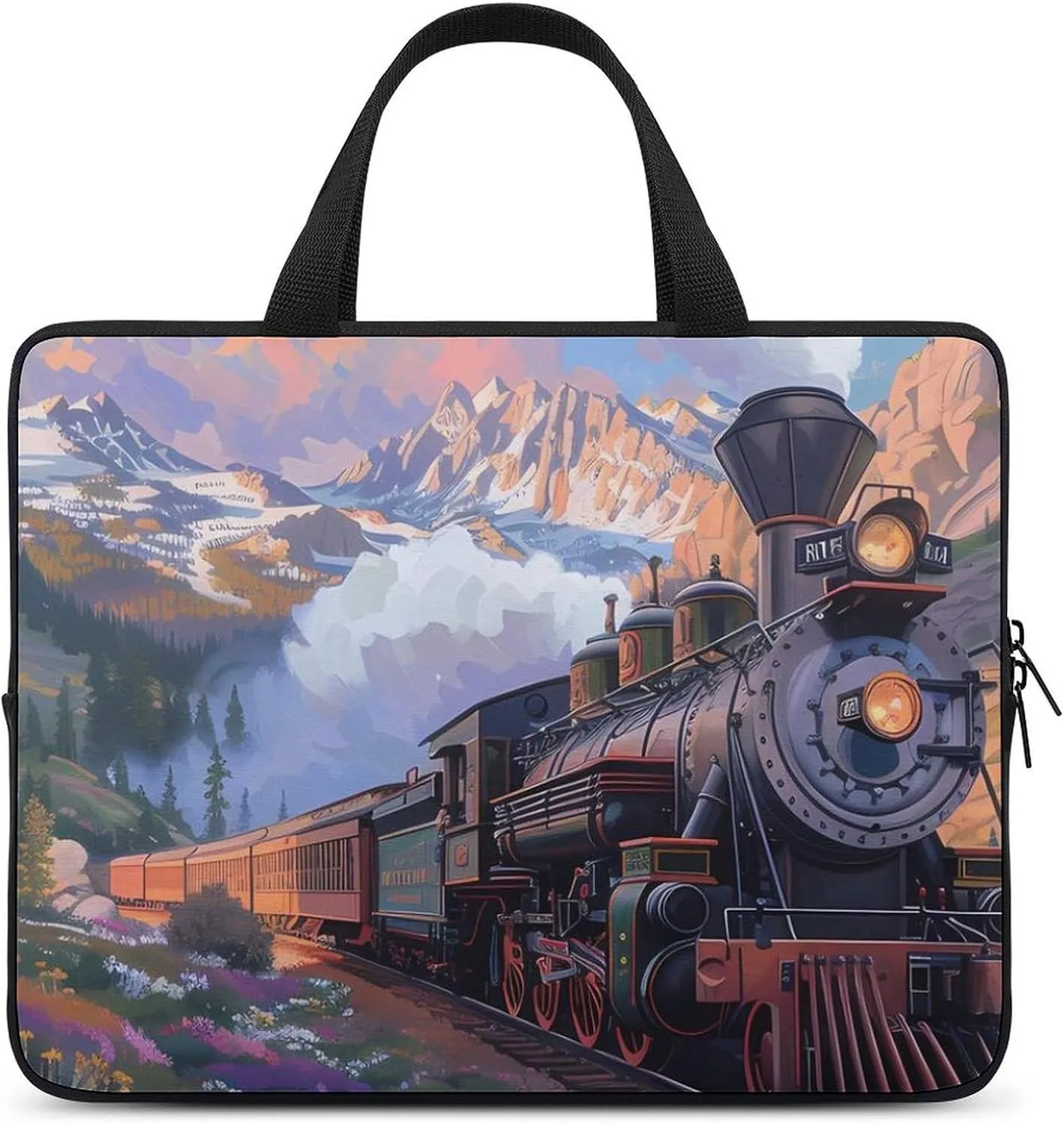 Steam Engine Train Laptop Sleeve Portable Waterproof Computer Bag Pouch Handbag Protective Sleeve