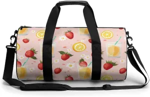Strawberry Lemon Drink Novelty Large Duffel Bag Lightweight Gym Bag Travel Tote Bags