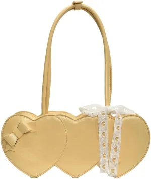 Stylish Shoulder Bag Purses for Women Heart-shaped Hobo Bags Ladies Clutch with Bowknot Ribbon Accessory