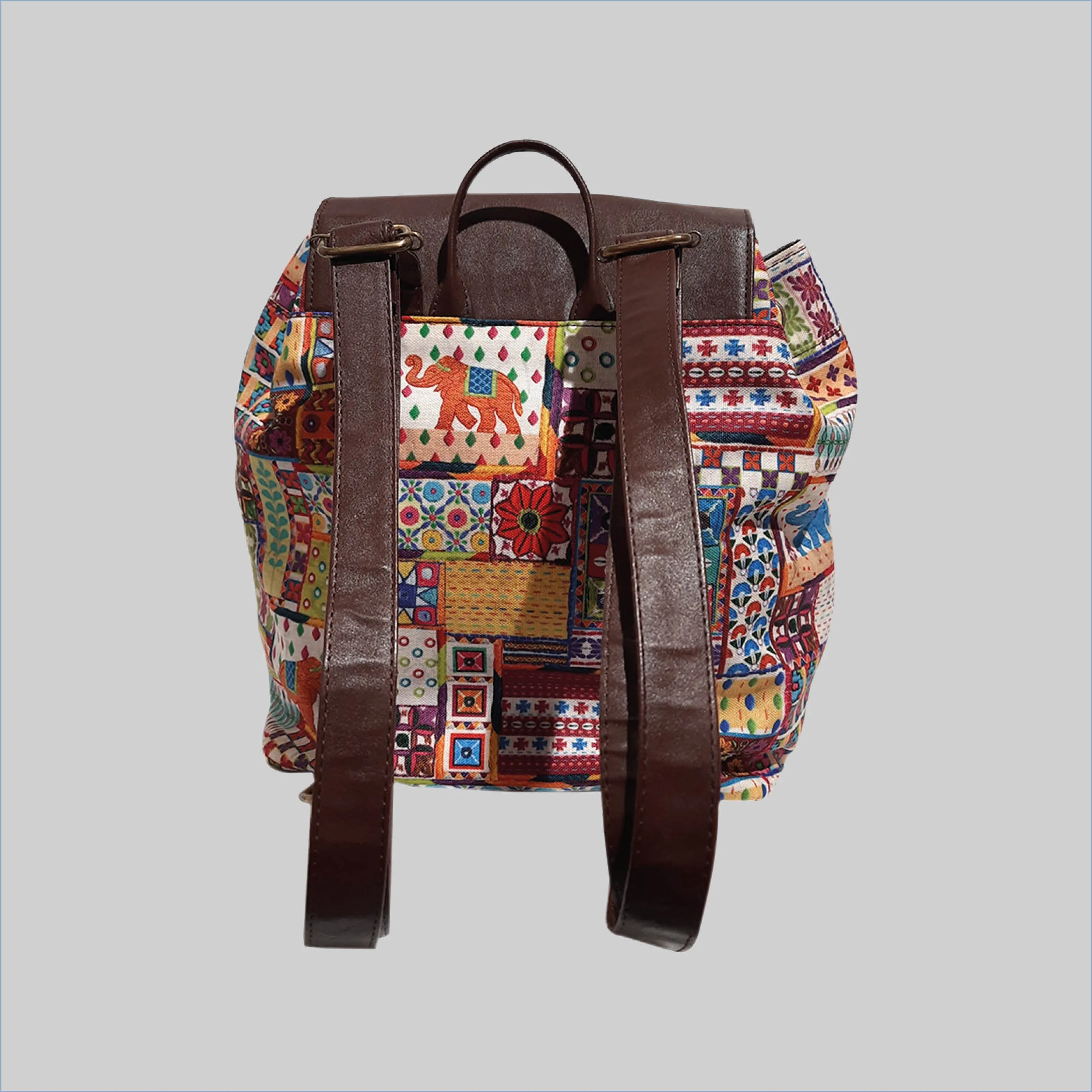 Sui Dhaaga Poly Canvas & PU Back Pack Bag