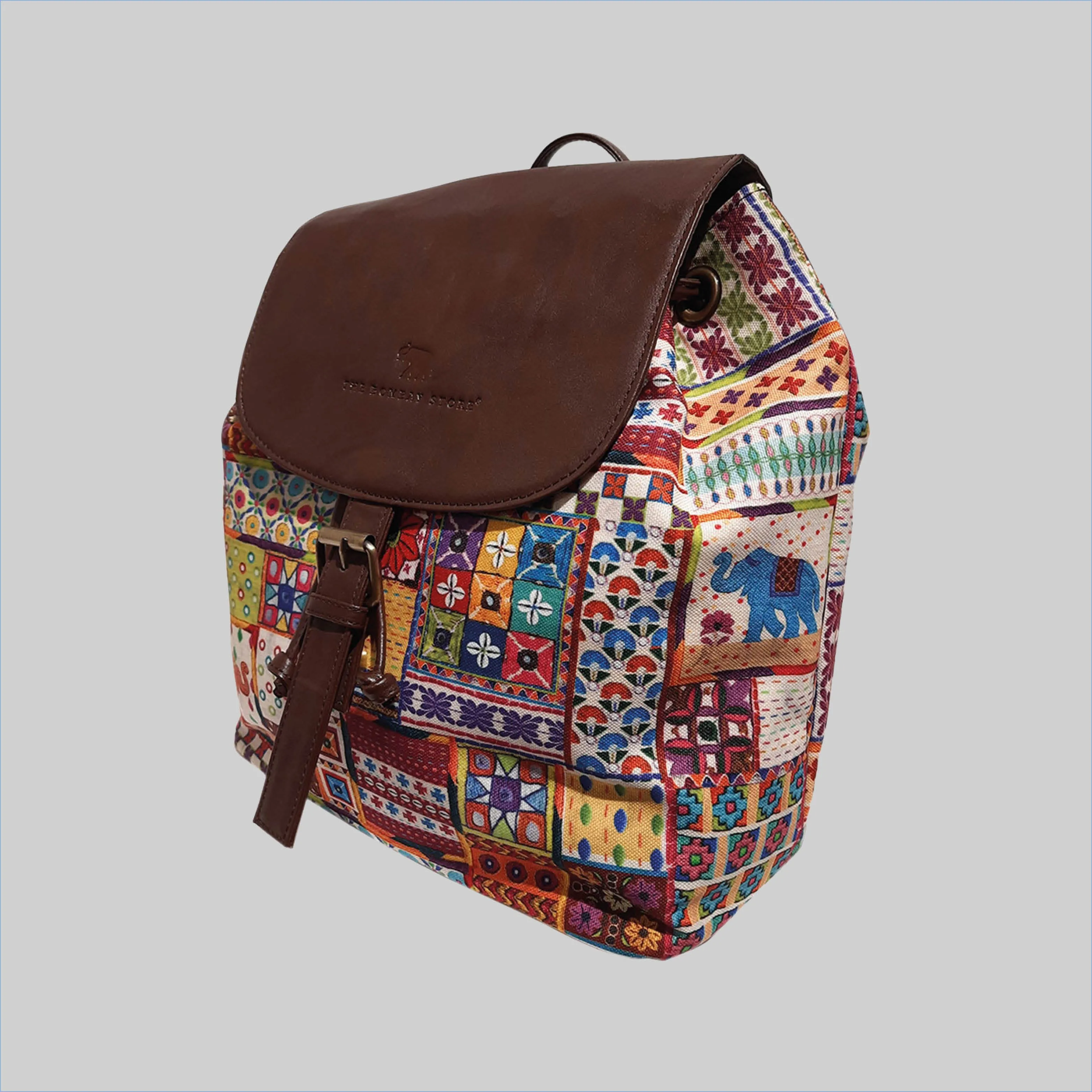 Sui Dhaaga Poly Canvas & PU Back Pack Bag