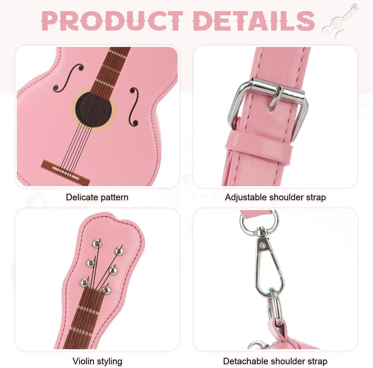 SUKUTU Women Guitar Shaped Shoulder Bag Creative Music Sparkly Leather Novelty Crossbody Bags Handbag