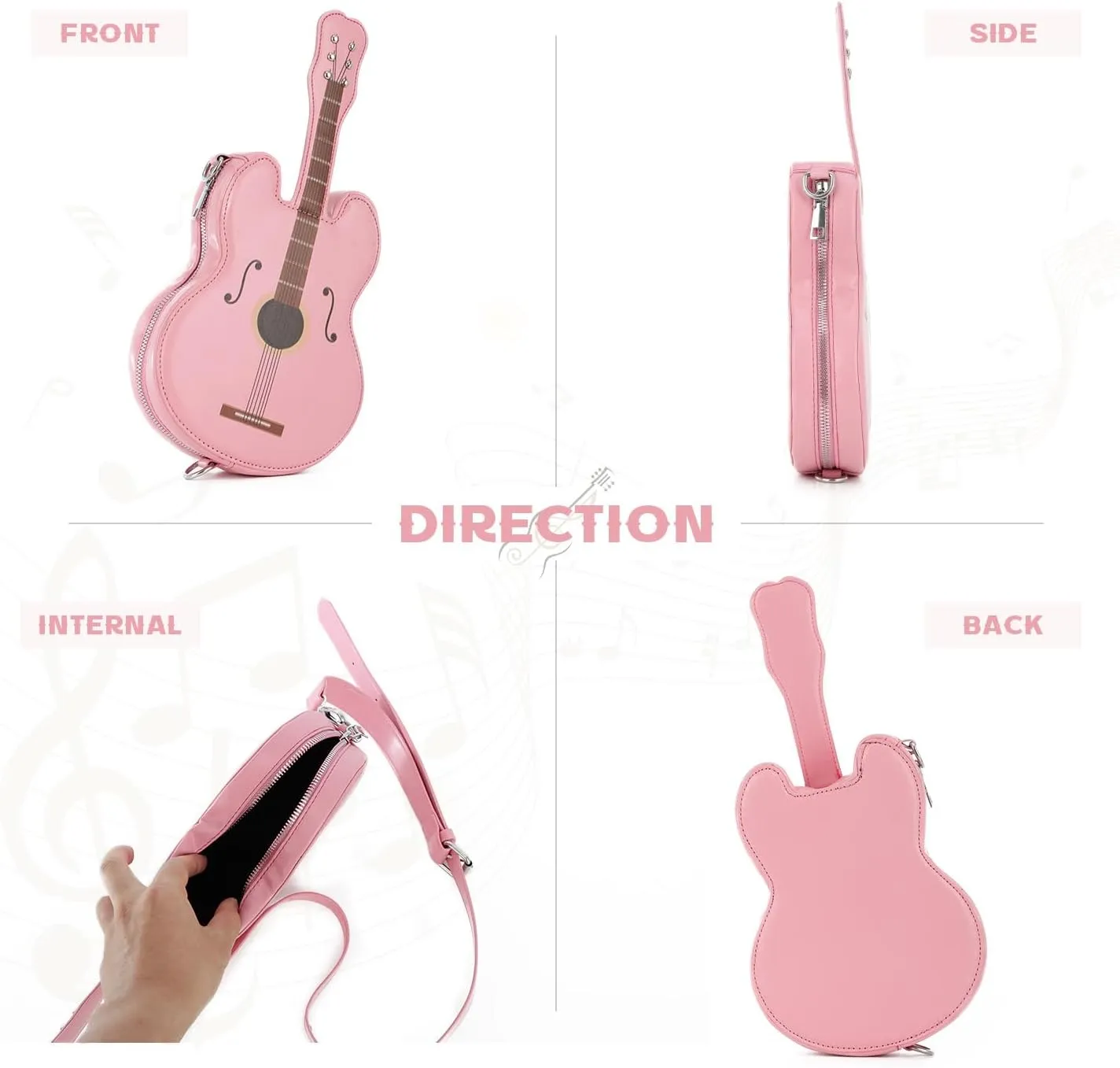 SUKUTU Women Guitar Shaped Shoulder Bag Creative Music Sparkly Leather Novelty Crossbody Bags Handbag