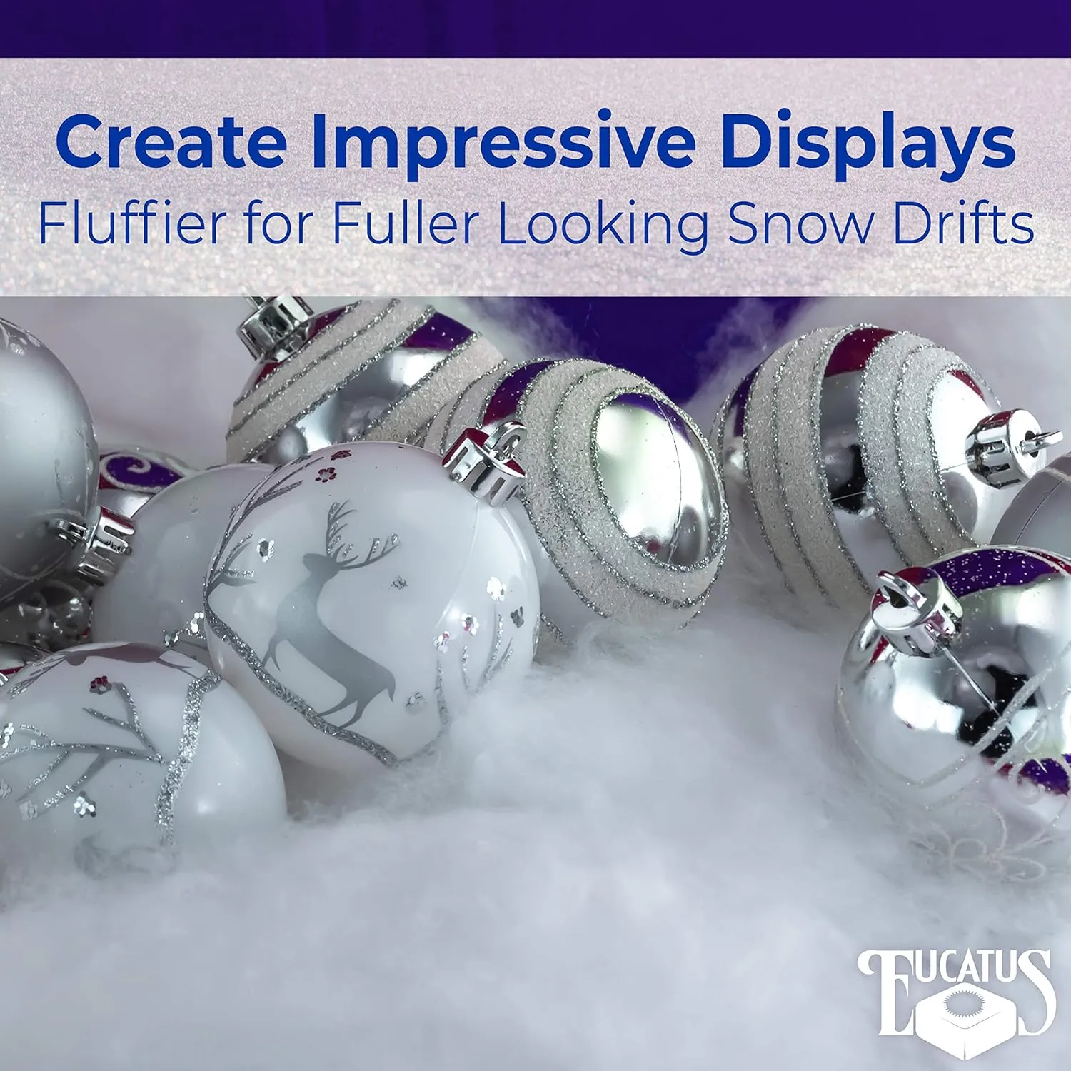 Super Realistic Fake Indoor Snow Blanket. 45 sqft Cotton-Like Fluffy Snow for Winter Mantle Village, Nativity and Easy Christmas Display Decoration. Hypoallergenic, Flame Resistant and Eco Friendly