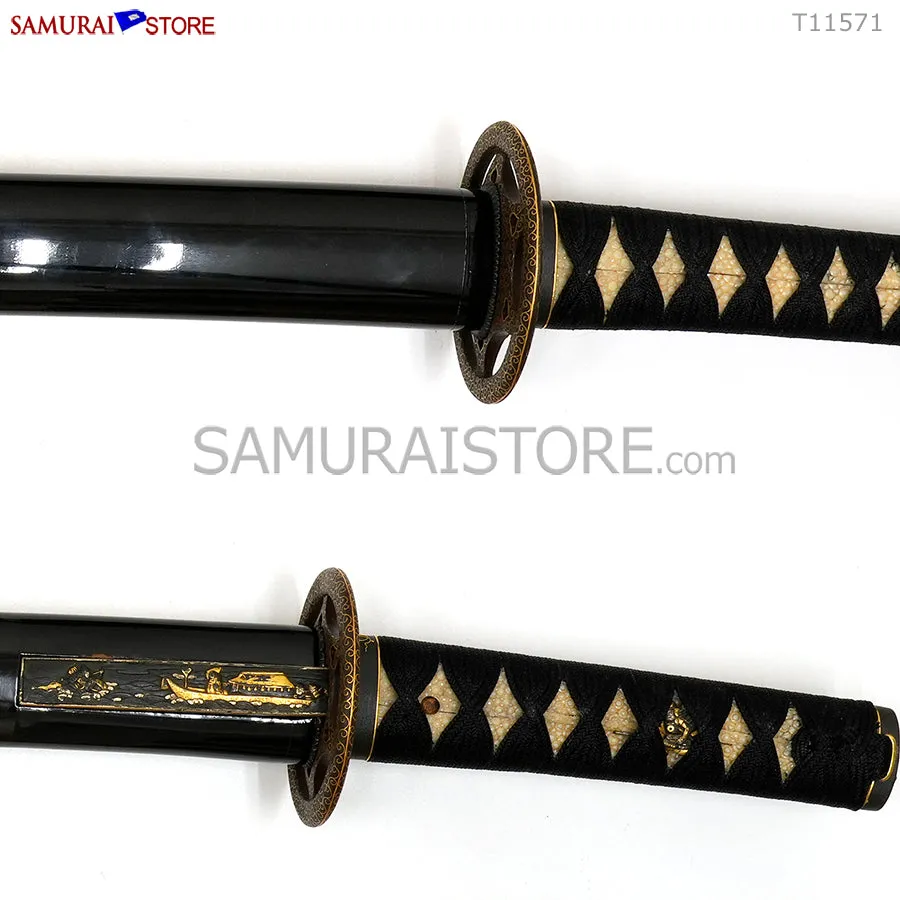 T11571 Pair of antique Katana & Wakizashi TADAHIRO w/ NBTHK special certificates