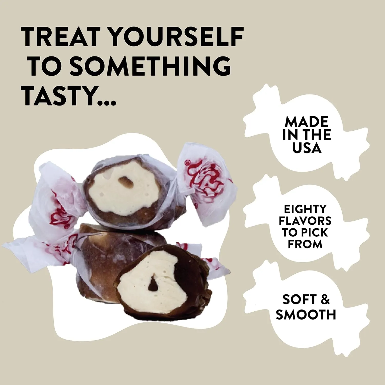 Taffy Town Saltwater Taffy- Chocolate Caramel Mocha | Gourmet Taffy| Nougat-Style Candy| Soft & Delicious| Sumer Snack Treats| Party Good Candies|
