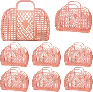 Tatuo 8 Pcs Jelly Purse Jelly Basket Beach Bags Reusable Handbags Plastic Easter Egg Basket for Women Girls kid