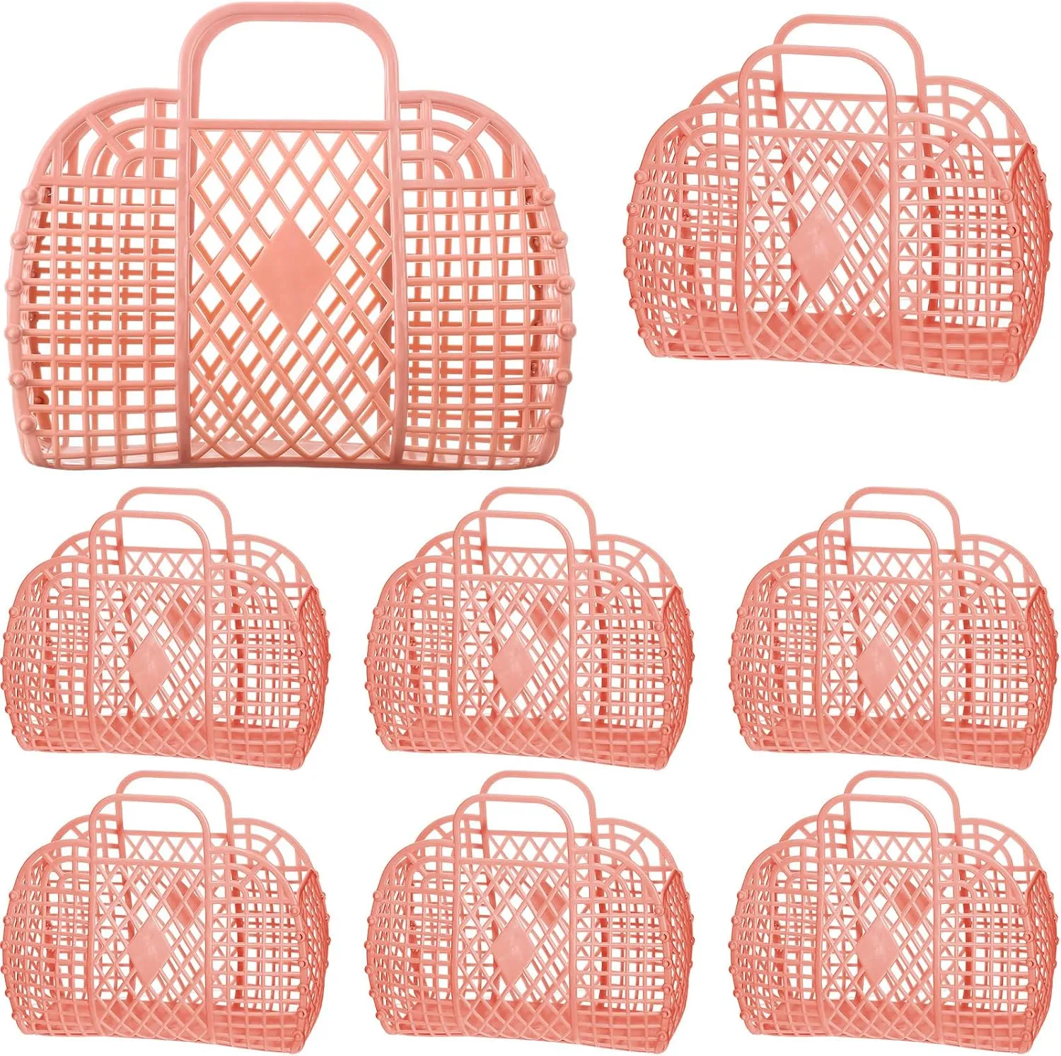 Tatuo 8 Pcs Jelly Purse Jelly Basket Beach Bags Reusable Handbags Plastic Easter Egg Basket for Women Girls kid